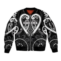 Custom Aotearoa Ngati Raukawa Sleeve Zip Bomber Jacket Maori Tribal Pattern