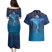 Polynesia Manta Ray Couples Matching Puletasi and Hawaiian Shirt Let's The Sea Set You Free LT05 - Polynesian Pride