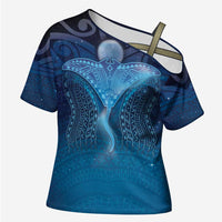 Polynesia Manta Ray Cross Shoulder Shirt Let's The Sea Set You Free LT05 Female Blue - Polynesian Pride