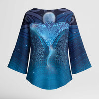 Polynesia Manta Ray Kimono Sleeve Blouse Let's The Sea Set You Free - Polynesian Pride