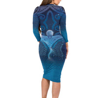 Polynesia Manta Ray Long Sleeve Bodycon Dress Let's The Sea Set You Free - Polynesian Pride
