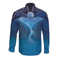 Polynesia Manta Ray Long Sleeve Button Shirt Let's The Sea Set You Free LT05 - Polynesian Pride