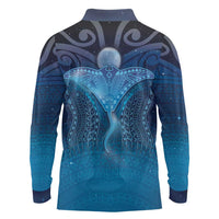 Polynesia Manta Ray Long Sleeve Polo Shirt Let's The Sea Set You Free LT05 - Polynesian Pride