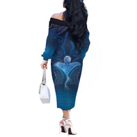 Polynesia Manta Ray Off The Shoulder Long Sleeve Dress Let's The Sea Set You Free LT05 - Polynesian Pride