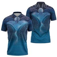 Polynesia Manta Ray Zipper Polo Shirt Let's The Sea Set You Free LT05 - Polynesian Pride
