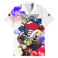 Filipino American History Month Family Matching Tank Maxi Dress and Hawaiian Shirt The Eight-Rayed Sun Flags With Bald Eagle LT05 Dad's Shirt - Short Sleeve White - Polynesian Pride