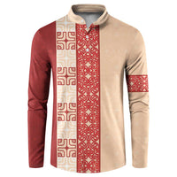 Papua New Guinea Button Sweatshirt Oro Tapa Pattern LT05 Beige - Polynesian Pride