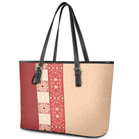 Papua New Guinea Leather Tote Bag Oro Tapa Pattern LT05 - Polynesian Pride