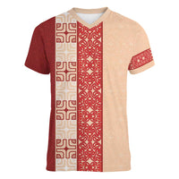 Papua New Guinea Women V-Neck T-Shirt Oro Tapa Pattern LT05 Female Beige - Polynesian Pride