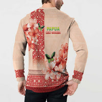 Papua New Guinea Oro Province Button Sweatshirt Oro Birdwing Butterfly LT05 - Polynesian Pride