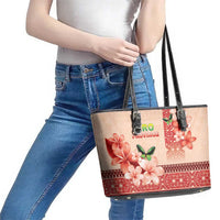 Papua New Guinea Oro Province Leather Tote Bag Oro Birdwing Butterfly LT05 - Polynesian Pride