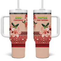 Papua New Guinea Oro Province Tumbler With Handle Oro Birdwing Butterfly LT05 One Size: 40 oz Beige - Polynesian Pride