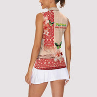 Papua New Guinea Oro Province Women Sleeveless Polo Shirt Oro Birdwing Butterfly