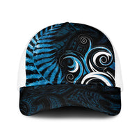 New Zealand Sea Week Baseball Net Cap Maori Wave Pattern Ocean Blue LT05 One Size White Blue - Polynesian Pride
