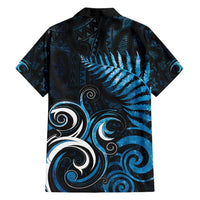 New Zealand Sea Week Family Matching Off Shoulder Short Dress and Hawaiian Shirt Maori Wave Pattern Ocean Blue