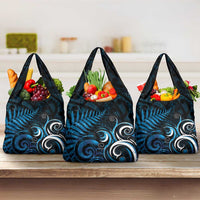 New Zealand Sea Week Grocery Bag Maori Wave Pattern Ocean Blue LT05 3-pack One Size Blue - Polynesian Pride