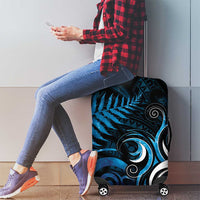 New Zealand Sea Week Luggage Cover Maori Wave Pattern Ocean Blue
