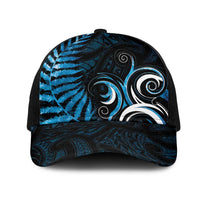 New Zealand Sea Week Mesh Trucker Cap Maori Wave Pattern Ocean Blue - Polynesian Pride