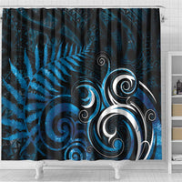 New Zealand Sea Week Shower Curtain Maori Wave Pattern Ocean Blue