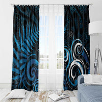 New Zealand Sea Week Window Curtain Maori Wave Pattern Ocean Blue LT05 - Polynesian Pride