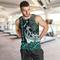 Personalised New Zealand Waka Racing Men Tank Top Maori Warriors LT05 Green - Polynesian Pride