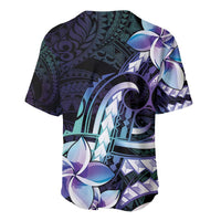 Polynesian Art Tattoo Baseball Jersey Plumeria Flowers Turquoise Gradient