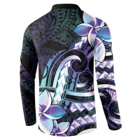 Polynesian Art Tattoo Button Sweatshirt Plumeria Flowers Turquoise Gradient LT05 - Polynesian Pride