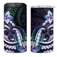 Polynesian Art Tattoo 4 in 1 Can Cooler Tumbler Plumeria Flowers Turquoise Gradient LT05 One Size: 16 oz Turquoise - Polynesian Pride
