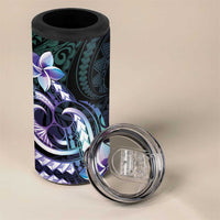 Polynesian Art Tattoo 4 in 1 Can Cooler Tumbler Plumeria Flowers Turquoise Gradient LT05 - Polynesian Pride