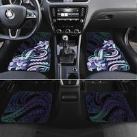 Polynesian Art Tattoo Car Mats Plumeria Flowers Turquoise Gradient LT05 Set 4pcs Turquoise - Polynesian Pride