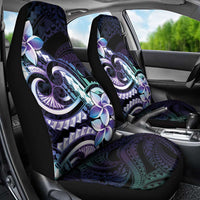 Polynesian Art Tattoo Car Seat Cover Plumeria Flowers Turquoise Gradient