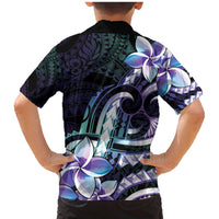 Polynesian Art Tattoo Family Matching Mermaid Dress and Hawaiian Shirt Plumeria Flowers Turquoise Gradient