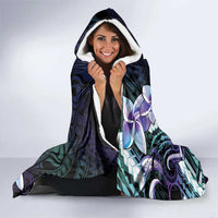 Polynesian Art Tattoo Hooded Blanket Plumeria Flowers Turquoise Gradient LT05 - Polynesian Pride