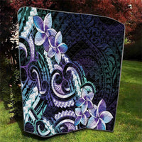 Polynesian Art Tattoo Quilt Plumeria Flowers Turquoise Gradient