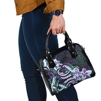 Polynesian Art Tattoo Shoulder Handbag Plumeria Flowers Turquoise Gradient