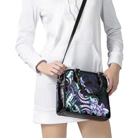 Polynesian Art Tattoo Shoulder Handbag Plumeria Flowers Turquoise Gradient