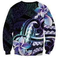 Polynesian Art Tattoo Sweatshirt Plumeria Flowers Turquoise Gradient LT05 - Polynesian Pride