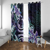 Polynesian Art Tattoo Window Curtain Plumeria Flowers Turquoise Gradient LT05 With Grommets Turquoise - Polynesian Pride