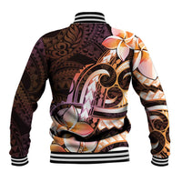 Polynesian Art Tattoo Baseball Jacket Plumeria Flowers Peach Gradient LT05 - Polynesian Pride