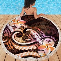 Polynesian Art Tattoo Beach Blanket Plumeria Flowers Peach Gradient LT05 - Polynesian Pride