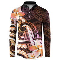 Polynesian Art Tattoo Button Sweatshirt Plumeria Flowers Peach Gradient LT05 Peach - Polynesian Pride