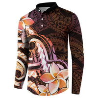 Polynesian Art Tattoo Button Sweatshirt Plumeria Flowers Peach Gradient LT05 - Polynesian Pride