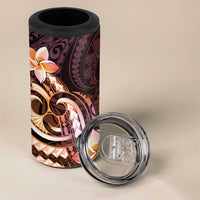Polynesian Art Tattoo 4 in 1 Can Cooler Tumbler Plumeria Flowers Peach Gradient LT05 - Polynesian Pride