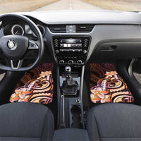 Polynesian Art Tattoo Car Mats Plumeria Flowers Peach Gradient LT05 Set 2pcs - Front Peach - Polynesian Pride