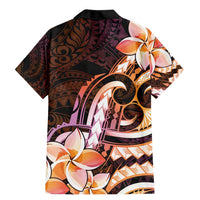Polynesian Art Tattoo Family Matching Mermaid Dress and Hawaiian Shirt Plumeria Flowers Peach Gradient