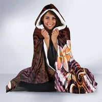 Polynesian Art Tattoo Hooded Blanket Plumeria Flowers Peach Gradient LT05 - Polynesian Pride