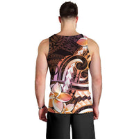 Polynesian Art Tattoo Men Tank Top Plumeria Flowers Peach Gradient LT05 - Polynesian Pride