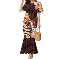 Polynesian Art Tattoo Mermaid Dress Plumeria Flowers Peach Gradient LT05 Women Peach - Polynesian Pride