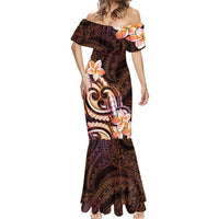 Polynesian Art Tattoo Mermaid Dress Plumeria Flowers Peach Gradient LT05 - Polynesian Pride