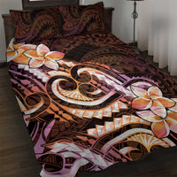 Polynesian Art Tattoo Quilt Bed Set Plumeria Flowers Peach Gradient LT05 Peach - Polynesian Pride